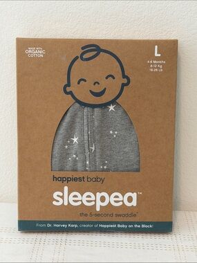 Happiest Baby Sleepea 5-second Swaddle Graphite Stars, L, 4-6 months